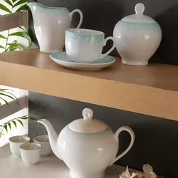 سرویس چینی زرین 6 نفره چای خوری ساکورا آبی (17 پارچه)