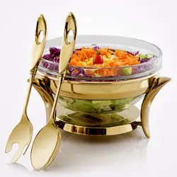 سوفله سالاد خوری تک استیل مدل لوپ (طلایی براق) - مدل جدید - تخفیف ویژه