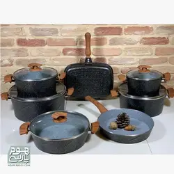 سرویس قابلمه 12 پارچه گرانیتی پی ام تی مدل بیزیم رنگ مشکی