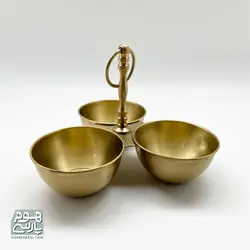 اردو خوری برنجی مدل سه خانه گرد دسته دار