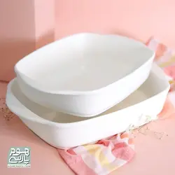 تابه سرامیکی مستطیل هوم پارسی رنگ سفید