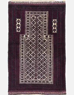 قالی بلوچ وینتج حیدریان مدل سجاده زمینه کرم