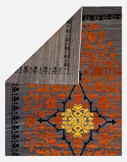 گلیم فرش سوزنی حیدریان مدل مروارید زمینه ذغالی