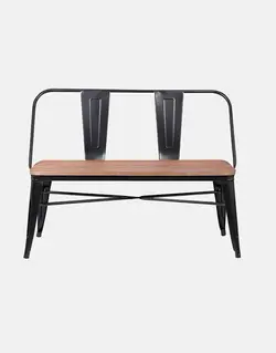 نیمکت فلزی پشت دار با کفی چوب