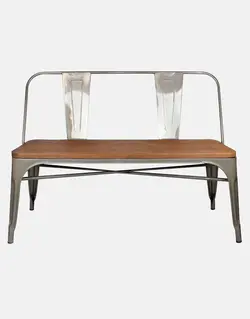 نیمکت فلزی پشت دار با کفی چوب