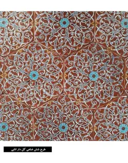 کاشی دست ساز  طرح شش ضلعی گل دار عنابی