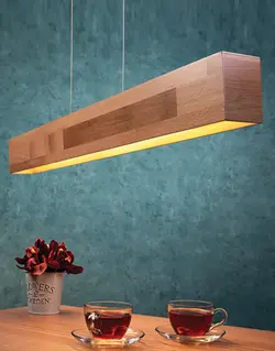 چراغ آویز خطی چوبی ال ای دی
