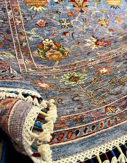 فرش دستباف آبی نقش سلطان آباد کد 102