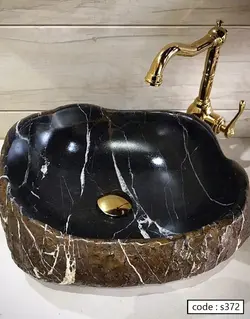 کاسه روشویی سنگ رودخانه ای مشکی استون شیپ