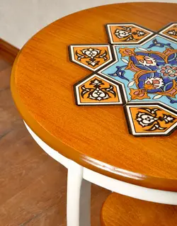 میز کنار سالن تمام چوب هندسی مدل سه پایه