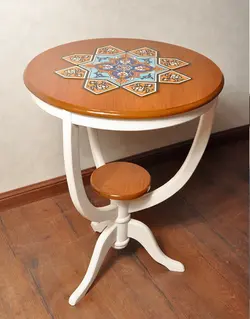 میز کنار سالن تمام چوب هندسی مدل سه پایه