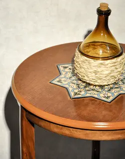 میز کنار سالن تمام چوب هندسی مدل سه پایه