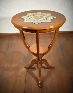میز کنار سالن تمام چوب هندسی مدل سه پایه