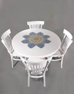 ست میز و صندلی گرد چهار نفره هندسی مدل لهستانی