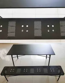 نیمکت فلزی سه نفره بدون پشتی نهالسان