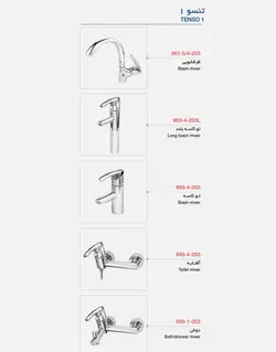 ست چهارتکه شیرآلات ساختمانی قهرمان مدل تنسو2