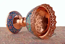آجیل خوری مس و مینا 29 سانتی امضادار