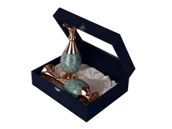 جفت گلدان فیروزه کوبی سایز 25 با جعبه مخمل