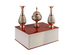 ست گلدان و شکلات خوری مس و خاتم