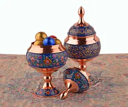 شکلات خوری مس و میناکاری کوچک کوچک سایز 20