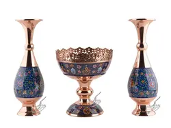 سرویس جهیزیه گلدان و آجیل خوری مسی و پرداز