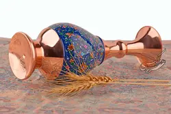 ست دکوری مسی پرداز شیرینی خوری و گلدان متوسط