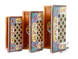 تخته نرد و شطرنج خاتم کاری طرح چوگان