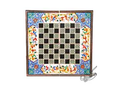 تخته نرد و شطرنج خاتم کاری طرح چوگان