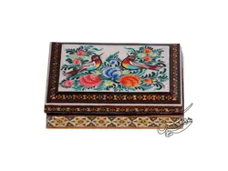 جعبه جواهرات خاتم کاری گل و مرغ