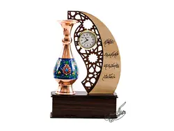 تندیس ساعت دار گلدان مس و پرداز