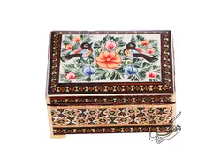 جعبه جواهرات گل و مرغ تمام خاتم