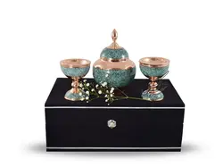 ست قندان و سنگاب فیروزه کوبی
