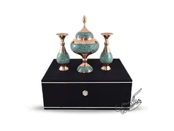 ست فیروزه شکلات خوری بزرگ و گلدان20