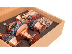 ست گلدان شکلات‌خوری مس و پرداز با ترمه