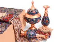 ست گلدان شکلات‌خوری مس و پرداز با ترمه