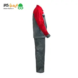 لباس کار دو تکه مهندسی توفیق | قرمز و طوسی | خرید لباس کار عمده