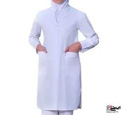 روپوش بلند سفید کار و پزشکی سه جیب زنانه