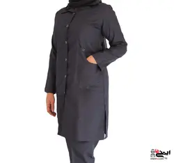 روپوش بلند سفید کار و پزشکی سه جیب زنانه