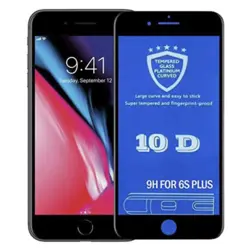 گلس ضد خش و محافظ تمام چسب مشکی IPHONE 6G PLUS 6S PLUS 10D BLACK