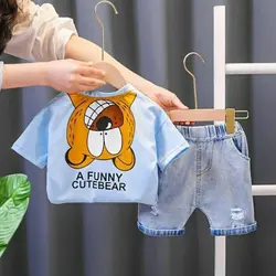 ست دو تیکه تیشرت و شلوارک بچگانه دوراموند آبی کد 14759