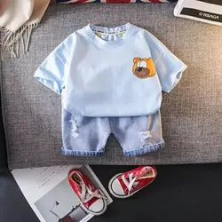 ست دو تیکه تیشرت و شلوارک بچگانه دوراموند آبی کد 14759