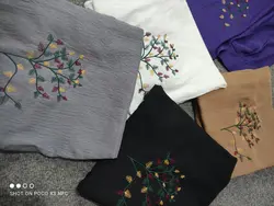 شومیز گلدوزی پرگل آجری کد 14756