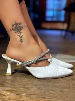 کفش زنانه مجلسی پاشنه خاص (سفید) کد 17011