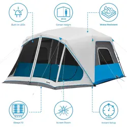 چادر اتوماتیک چراغدار 10 نفره Core مدل Lighted Instant Cabin