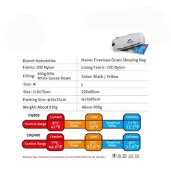 کیسه خواب پر نیچرهایک مدل CWZ400 Mummy Goose Down