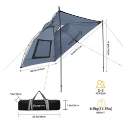 سایه بان آفرودی بغل خودرو کینگ کمپ مدل Awning Shelter SUV KT2004