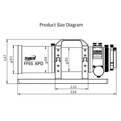تلسکوپ شکستی 65 میلی‌متری ZWO مدل FF65 Apo