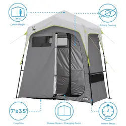 چادر حمام دو کابین Core مدل 7ft x 3.5ft همراه با دوش خورشیدی 20 لیتری