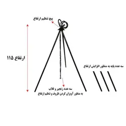 پک نرمال ساج وک شامل ساج و سه پایه و توری گریل همراه با کیف قرمز