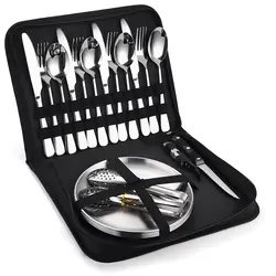 ست قاشق و چنگال و بشقاب چهار نفره کمپینگ مدل 20 تکه